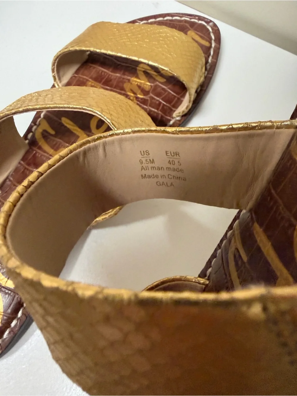 Sam Edelman Gold Double-Strap Slide Sandals